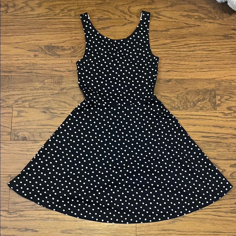 Divided Black and White Polka Dot Mini Dress